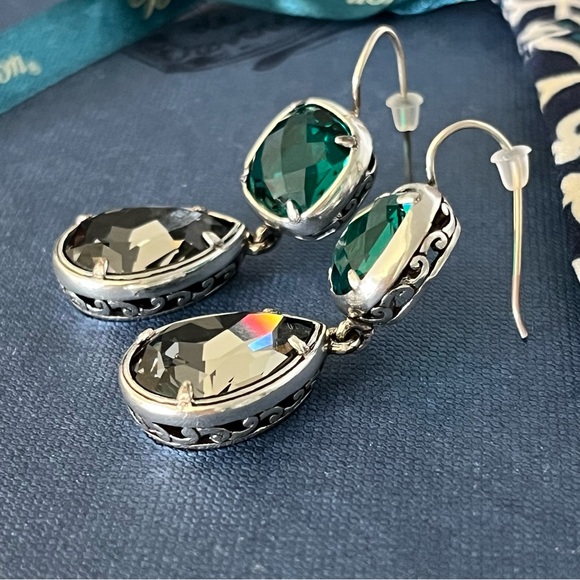 SOLD SOLD Brighton Graceful French Wire Earrings Tear Drop Faceted Swarovski - Picture 4 of 12